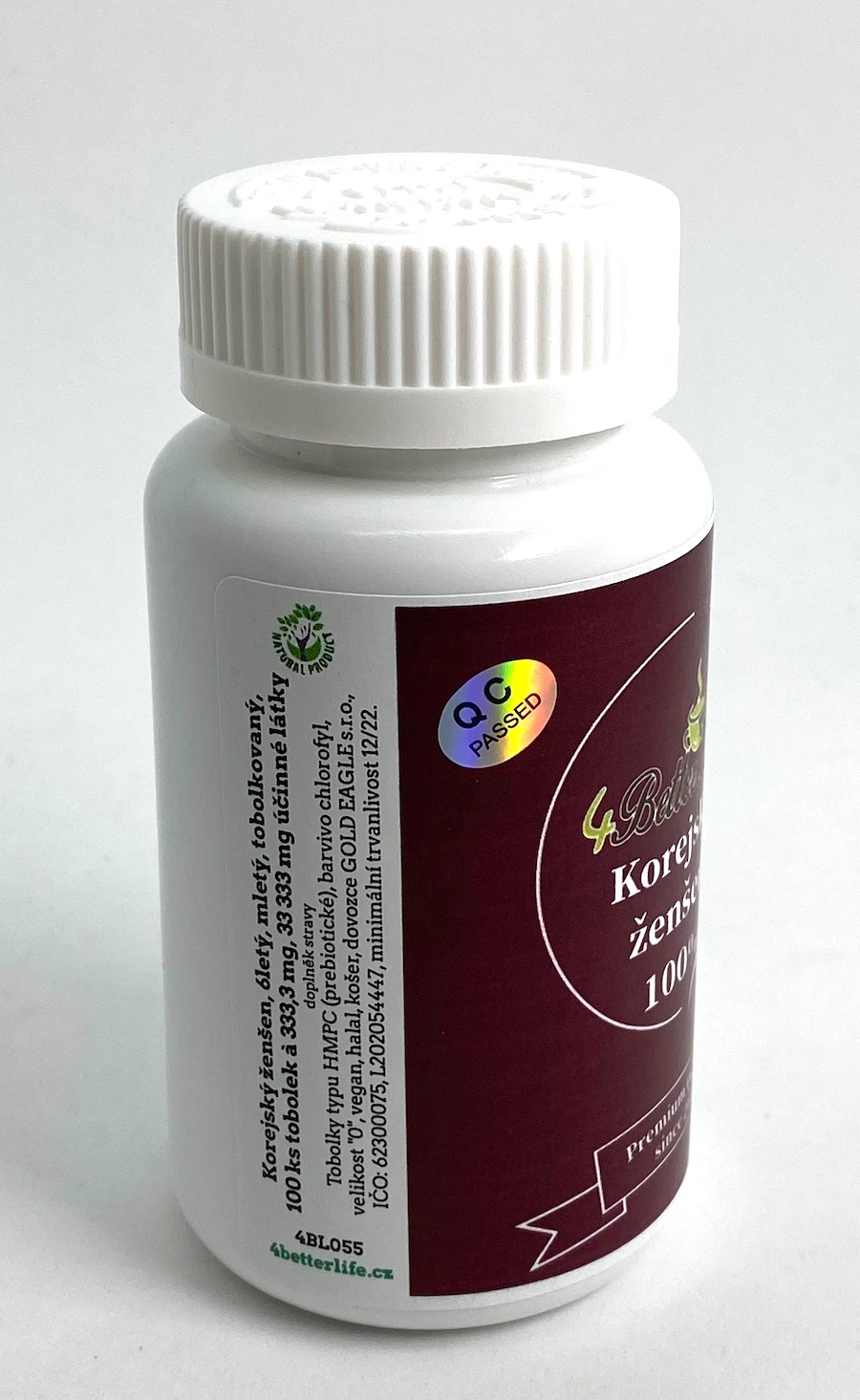 Ženšen, korejský, tobolky, 100 ks, 33 333 miligramů, ECONOMY PACK