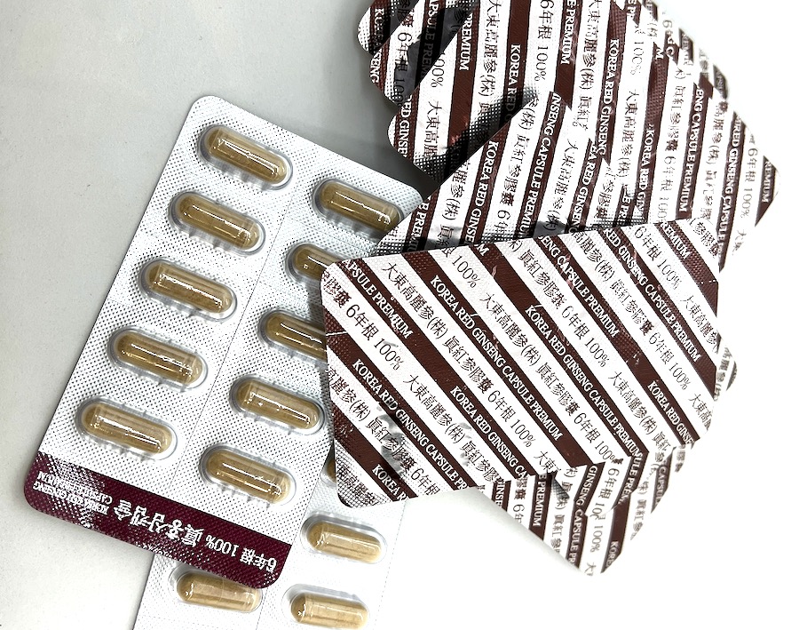 Ženšen, korejský, tobolky, 80 ks, blistry, Prémium, ginsenosidy 4mg/g, 24 g