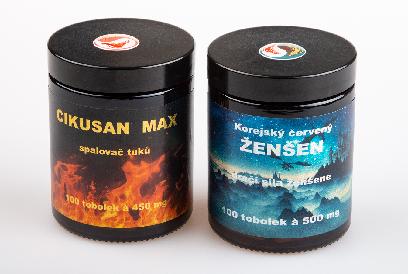 Hubnutí a imunita - Ženšen dračí síla, tobolky a Cikusan max, dárkové balení - 100 + 100 vegan tobolek, 50 g + 45 g