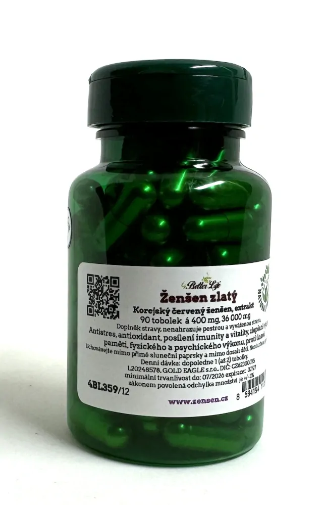 Ženšen, korejský, zlaté tobolky, extrakt, 90 ks, 36 000 g