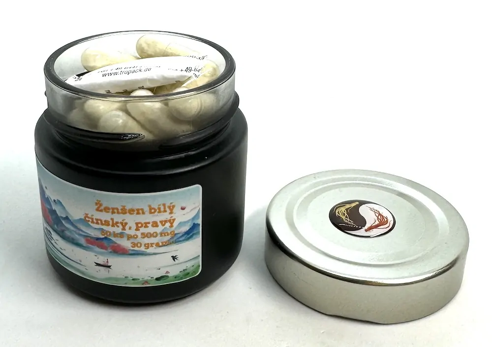 Ženšen, bílý čínský, tobolky, 9letý, selected, 60 ks, 30 gramů 