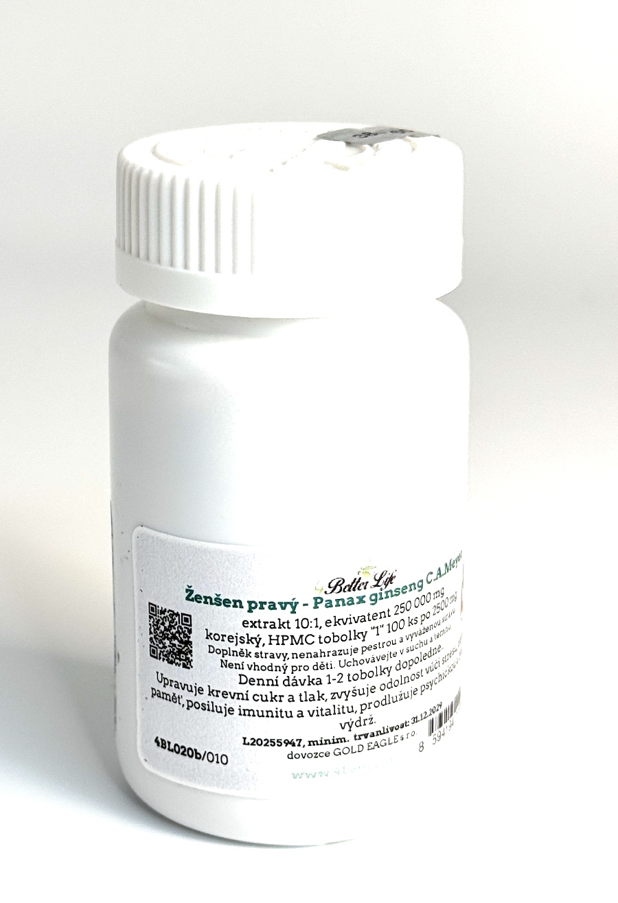 Ženšen, korejský, tobolky, extrakt 1:10, 100 ks, ekv. 400 g
