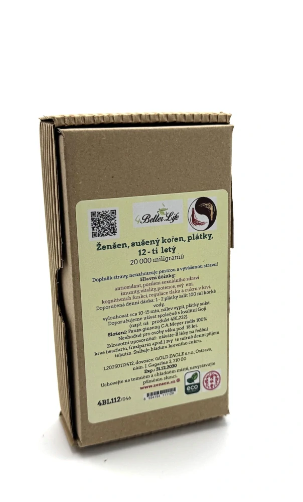 Ženšen, čínský, plátky, 12letý, 20 g