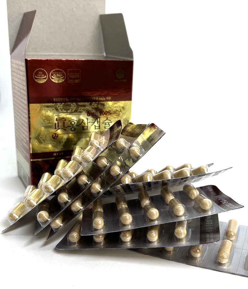 Ženšen, korejský, tobolky, 80 ks, blistry, Prémium, ginsenosidy 4mg/g, 24 g